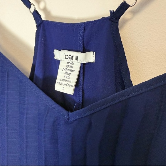 Bar III Elegant Blue Pleated Dress with Adjustable Straps Size L - Picture 7 of 8